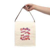 Canvas Lunch Bag With Strap Printed With Retro Style "Small Acts Big Impact" Inspirational Positive Message