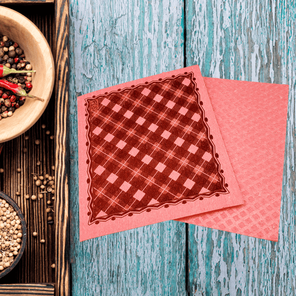 Beautiful plaid Swedish Sponge Dish Cloths in bright colors to enhance your traditional home décor while keeping it clean at the same time. They are durable, easy to use, compostable and eco friendly. Replaces paper towel, wipes, rags, dish towels, dishcloths and sponges.