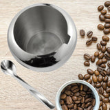Stainless Steel Apple Shape Sugar or Spices Bowl with lid and Spoon. Perfect in your kitchen for coffee, tea and dining. Interior view.